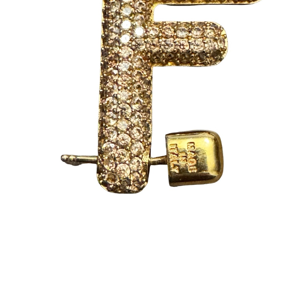 Fendi Crystal FF Logo Stud Earrings - Gold & Silver Mix - Picture 7 of 12
